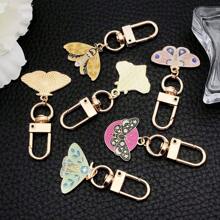 6pcs/Set Unisex Alloy Drop Oil Colorful Butterfly Pendant Keychain Keyring Accessories - Multicolor - View 3
