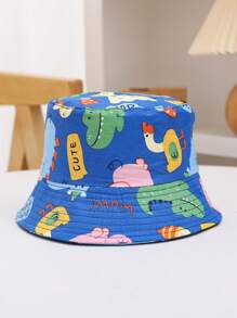 1pc Kids Bucket Hat, Boys' Cartoon Printed Sun Protection Hat For Spring
