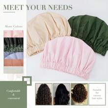 Cap For Women, Large Waterproof Shower Bonnet Washable Elastic Band Bath Hair Hat For Long Hair, Braids(Green) : Beauty & Personal Care