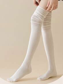 1双/2双/3双/5双装 女士过膝长袜，适合搭配靴子，舒适保暖 - 彩色 - 查看 6