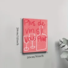 1pc Framed Canvas Wall Art, Pink Wine Preppy Art Print Canvas Poster, Ideal Gift For Bedroom Living Room Hallway Dorm Wall Decor - 彩色 - 查看 7