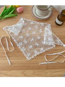 1件装花卉印花蝴蝶结可爱优雅复古法式波西米亚风网纱蕾丝发带，适合女孩，百搭配饰，可搭配连衣裙、牛仔裤，也可作为腰部装饰，适合海滩/摄影等场合。针织材质头巾发带，吸汗发带，秋冬季发带，女士度假装扮发饰，优雅围巾，柔软头巾。 - 白色 - 查看 16