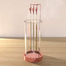 香炉烟灰收集器 - 倒置玻璃香炉，适用于香棒，反向倒置防灰无杂乱香棒架，现代金属垂直香炉，适用于房间装饰