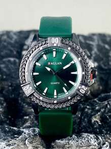 Men's Business Wrist Watch, Fashion Casual Quartz Watch For Men With Retro Sports Silicone Band, Sporty Men's Watches