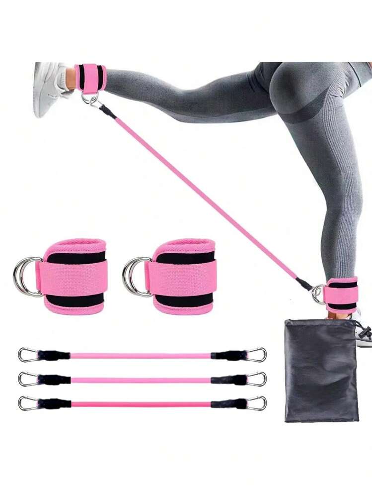 6pcs/Set Fitness Resistance Loop Bands With Silver Ankle Buckle, Leg Ankle Strap For Gym Leg & Booty Training, Fitness Ankle Chain Gym Accessories,Sport, Gym, Home Exercise, Strap Gym, Resistance Bands - Multicolor - View 13