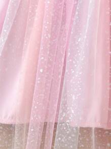 Vestido de tirantes con patchwork de malla para niñas jóvenes