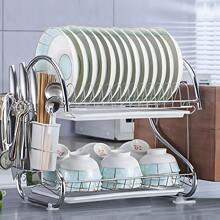 Escurreplatos Escurridor de Platos Estante Para Platos De Acero Inoxidable De 2 Niveles Estante De Secado Multifuncional En Forma De S - Gris - Ver 1