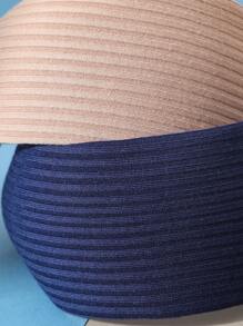 1/4/5 Pcs Girls Fashion Wide Knitted Striped Headband, New Solid Wide Edge Hairband Hair Accessory For Daily Use - Multicolor - View 4