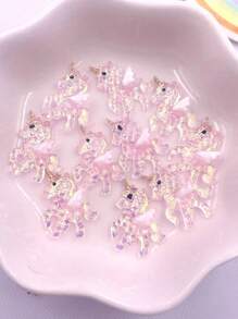 10pcs Hand Painted Mixed Resin Glitter Mini Colorful Pegasus Unicorn Flat Back Rhinestone Art Applique DIY Jewelry Making Scrapbook Decor Crafts Accessories Summer, School - Random mixed - View 7