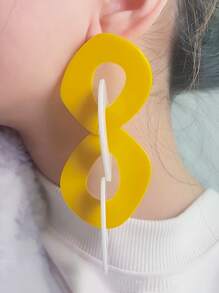 1 Cặp bông tai thiết kế phóng đại khối màu hình học cho phụ nữ - Đường khâu dài theo phong cách Châu Âu và Châu Mỹ, hình học màu tương phản - Xem 8