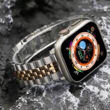 Pulseira de Aço Inoxidável Compatível com Apple Watch Ultra 2 Banda 49mm 40mm 44mm 42mm 38 Bracelete de Metal para Relógio Séries 8 7 6 SE 5 4 3 45mm 41mm WatchBand