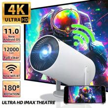 Proiector inteligent 5G nou, proiector home theater Full HD 1080P, rotație 180°, potrivit pentru dormitor, computer, telefon, exterior, camping, sufragerie, cămin, studenți, proiector 4K, cadou pentru Ziua Îndrăgostiților, Crăciun, Ziua Tatălui, Ziua Mamei