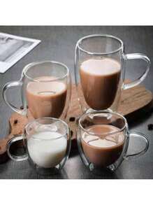 2-4-6pcs Double Walled Glass Coffee Cups With Handles, Espresso Cups, Tea Cups, Thermal Insulation. Suitable For Espresso, Matcha, Cappuccino, Tea Bags. Kitchenware Holiday Gifts Back To School