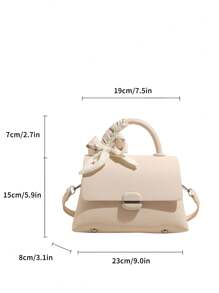 Fashionable Solid Color Women PU Handbag Versatile Solid Shoulder Bag Crossbody Bag Minimalist Square Bag - Beige - View 11