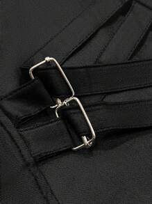 Váy quần nữ dáng xòe bất đối xứng, phong cách đường phố, gợi cảm, chất liệu da PU, thắt dây, ôm sát, kiểu mini, phong cách Y2K, cạp chồng chéo, vạt bất đối xứng, co giãn, dáng chữ A, chất liệu da PU, thích hợp cho các buổi hòa nhạc, lễ hội âm nhạc, ngày lễ Thánh Patrick, màu đen thanh lịch, mùa xuân. - màu đen - Xem 9