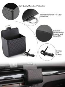 1 件装汽车通风皮革整洁储物挂袋保护套，用于存放钥匙、硬币、手机和眼镜。带挂钩的通用车用桶。让您的汽车保持干净整洁