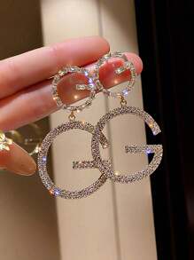 Bông tai khí quyển đặc trưng phong cách Âu Mỹ "GG" dành cho nữ, Phụ kiện tai phóng đại tinh xảo - Vàng - Xem 7