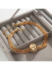 New Exaggerated Punk Multi-Layer Chain Pendant Niche Minimalist Geometric Sphere Personalized Necklace Jewelry - Multicolor - View 9