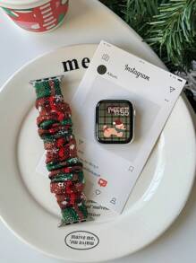 41毫米/40毫米/38毫米发圈式表带，女士休闲时尚表带，兼容多种表带，简约奢华，圣诞礼物送给女儿，返校季智能手表替换表带，节日必备 - 彩色 - 查看 24