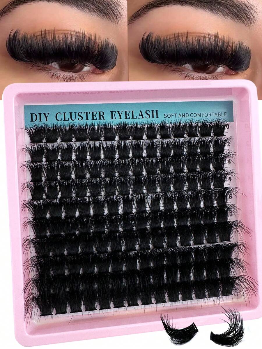 200 cái/180 cái/160 cái/140 cái/120 cái 8D Luxury Fluffy DIY Cluster Mishes - 10-20mm Độ Dài Mi Hỗn Hợp 0.07mm Độ Cong Chữ D Nga Mi Dày Và Có Thể Tái Sử Dụng Dễ Dàng Cho Người Mới Bắt Đầu - 10 Khay (Gói Đa Dạng 60D/80D/100D/120D/160D/200D) Cụm Mi, Cụm Mi, Lông Mi Riêng Lẻ, Lông Mi, Lông Mi Giả - D - Xem 1