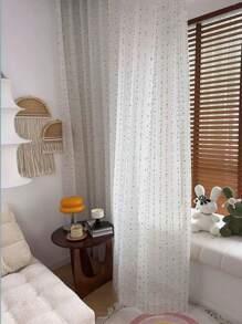 1pc Japanese Semi-Transparent Linen Curtain - Natural Inspired Multicolor Design, Suitable For Living Room And Bedroom - Multicolor - View 5