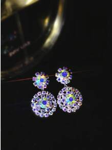 1 paire de boucles d'oreilles à clous en cristal CZ effet AB, pour un look glamour, idéales pour le mariage, les fêtes et les cérémonies de remise des diplômes