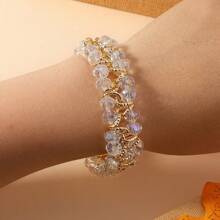 1 سوار يدوي مصنوع من خرز لامع وسلسلة من الألومنيوم، بتصميم متعدد الاستخدامات مناسب للنساء، للحفلات والأفراح والشاطئ والأعياد، هدية كلاسيكية وأنيقة