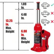 Gato de Botella hidráulica soldada con Molde de soplado, Estuche de Almacenamiento, 2 toneladas (4 Libras) Capacity, Rojo - 2 toneladas (4000 libras) - Ver 2