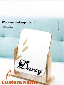 1 Peça Espelho Compacto de Madeira Giratório para Maquiagem com Nome Personalizado, Data e Mensagem Gravada, Presente Pensativo e Prático para Estudantes, Casais, Aniversários, Inauguração da Casa e Mais, Multifuncional, Ornamental, Letra, Cor Sólida, Requintado, Estiloso, Vintage, Moderno, Colorido, Lazer, Básico, Casual, Suave, Único, Personalizado, Personalizado, Personalizado, Presentes Ideais para Ela, Namorada, Ela, Avós, Família, Namorado, Amigos