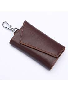 1 pieza Bolsa compacta para llaves, billetera con llavero organizada con cierre de broche , bolsa de llaves de moda con opciones de multicolor, accesorio unisex mini cartera