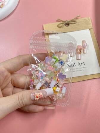 50 件装混合迷你树脂饰品 - 可爱熊兔和各种卡通人物，适用于 DIY 工艺品、粘液装饰、剪贴簿、发夹、手机壳装饰、美甲用品、指甲、指甲宝石