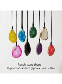 1Pc Natural Color Agate Stone Slice Pendant, Quartz Stone Necklace, Sweater Chain, Chakra Fashion Pendant, Decorative Landscape Pendant Jewelry, All Hand-Carved, Men's And Women's Fashion Necklace, Meaning Peace, Wealth, Family Happiness, Suitable For Family Gifts, Christmas And Various Holiday Party Gifts, Crystal Gifts (Random Gifts: Lanyard, Gift Box) - Agate Slice Pendant - View 11