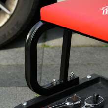 HOMCOM Workshop Stool, Rolling Mechanic Stool With 360 Degree Swivel, Padded Seat, Tool Tray, For Garage, Workshop, Auto Repair, Red - Red - View 7