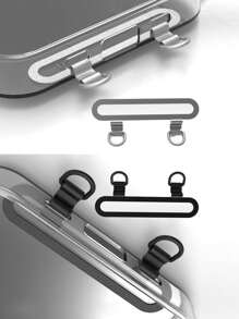 1pc Stainless Steel Double Buckle Cell Phone Lanyard - Multicolor - View 1