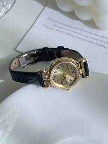 [节日礼物] 法国奢华英伦风格女生手表，高中生和大学生，优雅小巧石英表 - 黑色 - 查看 1