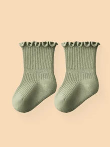 6 件/1 件婴儿褶边袜子，适合新生女孩和男孩日常使用 - 彩色 - 查看 8