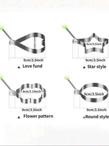 4pcs/Set Fried Egg Mold In Flower, Heart, Star And Round Shapes - Silver - View 10