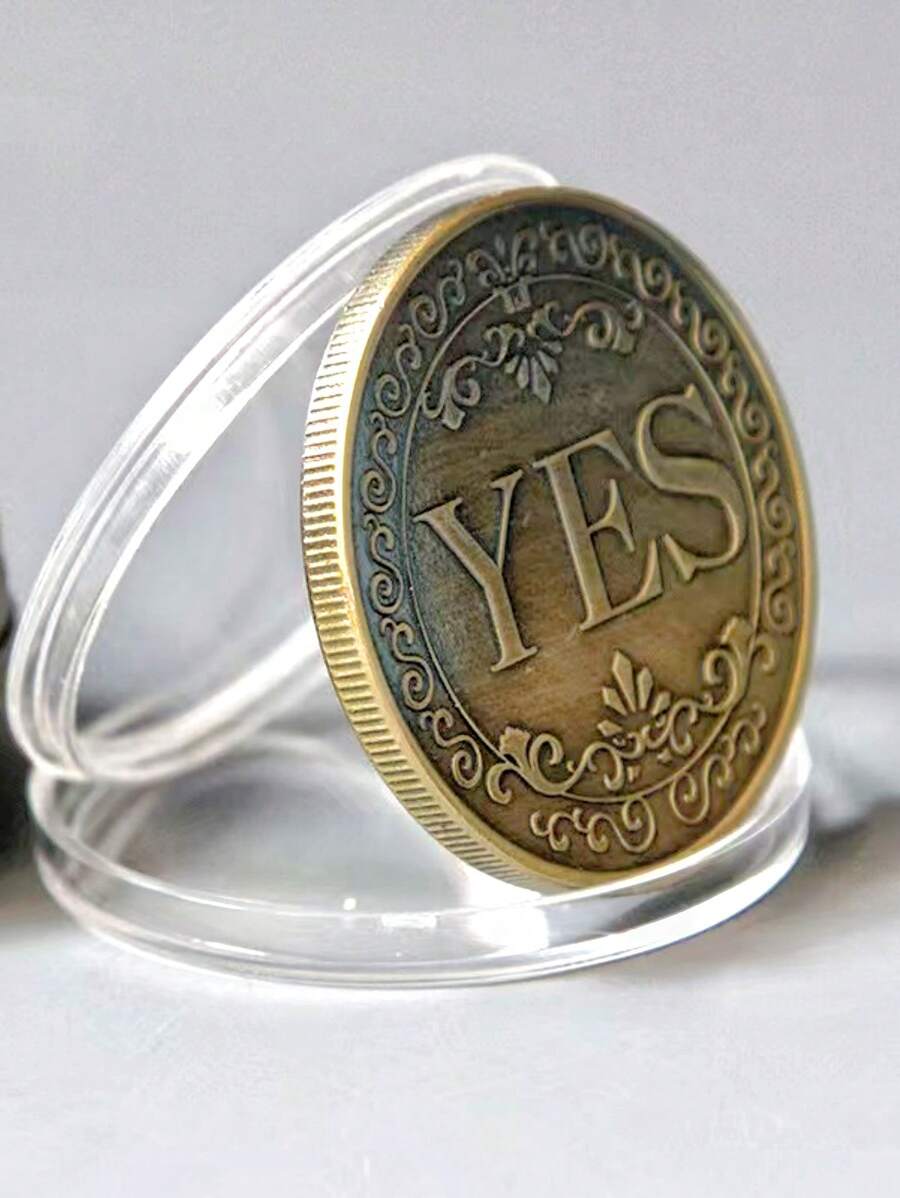 1/3件直径4厘米 是或否 做决定 纪念币 双面徽章 收集礼物 万圣节 玩魔术币 - 彩色 - 查看 1