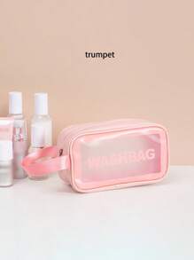 1 Pc Pvc Makeup Bag With A Small Body And Large Storage Capacity,Portable Women's Travel Transparent Waterproof Wash Bag, Storage Bag, Handbag Bag, Multi-Functional Travel Makeup Wash Bag,One Bag Is Versatile And Convenient For Daily Life, Cold Resistant, Waterproof Material, Semi Transparent Frosted Design, Beauty And Makeup Tools