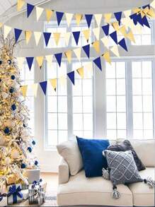 1 件海军蓝金色和米色派对装饰皇家蓝金色三角旗毕业典礼婚礼新娘送礼会航海 Ahoy Achor 主题派对装饰用品，毕业装饰