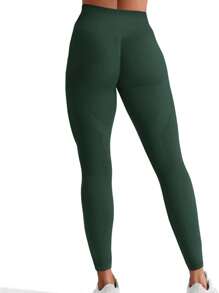 Amplify Scrunch Butt Lifting Leggings For Women Seamless Gym Workout Leggings High Waist Tummy Control Yoga Pants - Dark Green - View 5