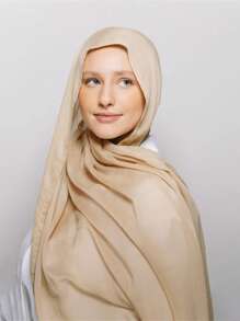 1pc Instant Hijab With Undercap, Silky Soft Breathable Fabric, Jersey Hijab With Underskirt Cap, Suitable For Daily Wear, Festivals, Prayers, Mosque Visits - Apricot - View 4