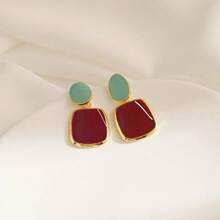 2 piezas Aretes cuadrados minimalistas y a la moda, joyería para fiesta y eventos