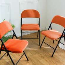 1pcs High Elastic Knit Jacquard 360° Wrap Folding Chair Cover Anti-Slip Removable Washable Protector For Kitchen Dining Party Wedding - Orange - View 2