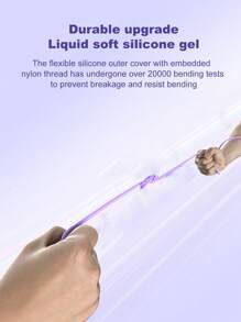 Durcord 四合一 66W/100W（最大）/27W 快充线，兼容多种手机，硅胶充电线，安卓/Type-C USB 设备，便携式充电器，兼容 17/16/15/14/13/12/11/S24/S23/S22/S21、vivo 等机型，通用高效充电适配器 - 彩色 - 查看 10