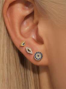 3pcs Cute Moon 925 Sterling Silver Earring For Women Classic Stud Earring Minimalist Wedding Party Bridal Jewelry Fine Jewelry