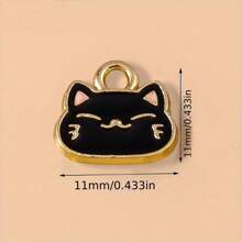 10pcs Cute Animal Zinc Alloy Oil Drop Cat Pendant, DIY Jewelry Accessories, Hair Accessories, Keychain, Earrings And Necklace Charm