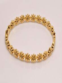 Vòng tay thép titan mới với hoa cúc nhỏ, trang sức thép không gỉ cao cấp, phụ kiện thép không gỉ thời trang cho mùa hè - Vàng - Xem 5