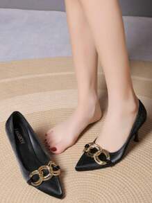 女士高跟鞋，黑色 8 厘米高跟鞋，优雅、时尚、百搭，适合户外 - 黑色 - 查看 5