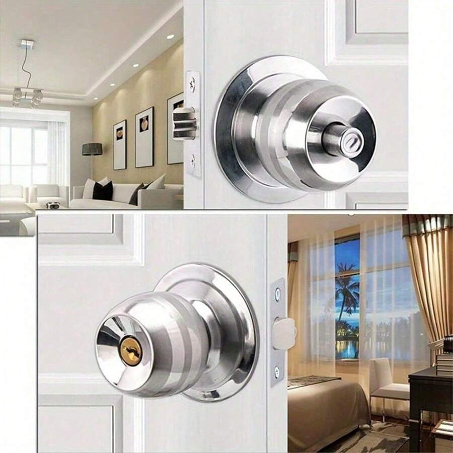 Entrance Knob Set Door Knob Door Lock With Lock And Key Stainless Steel Interior Door Knob Round Privacy Door Knobs With Key - Variant1 - View 1